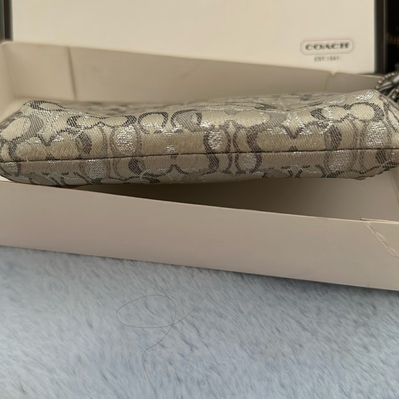 Coach Metallic Silver Signature Collection Wristlet - Picture 6 of 7